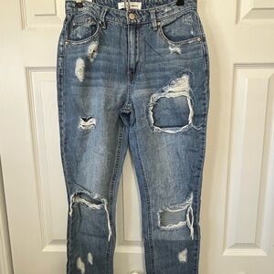 Almost Famous Distressed Boyfriend Jeans in Light Blue